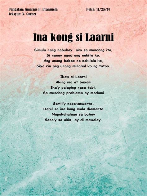 parausan ni itay|Tula: Para Sa Iyo, Inay .